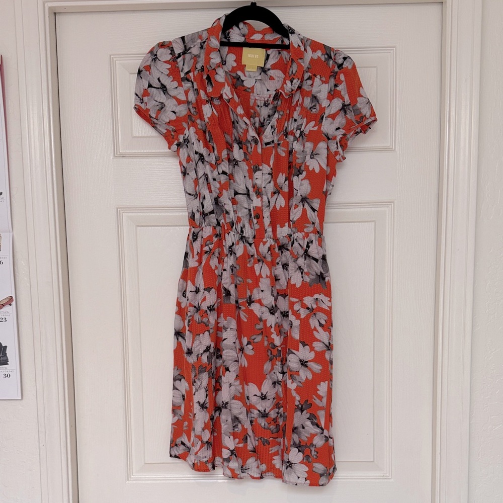 Maeve Orange & Gray Floral  Dress